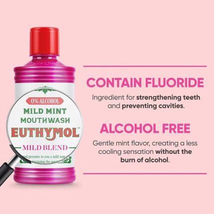 غسول الفم ايثيمول خالي من الكحول بالنعناع الخفيف Euthymol Mild Mint Mouthwash