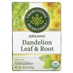 تراديشيونال ميديسينالز شاي اوراق وجذور الهندباء 16 كيس Traditional Medicinals Herbal Teas Organic Dandelion Leaf & Root