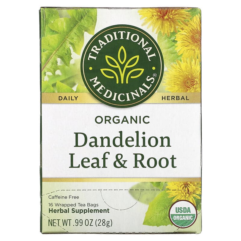 تراديشيونال ميديسينالز شاي اوراق وجذور الهندباء 16 كيس Traditional Medicinals Herbal Teas Organic Dandelion Leaf & Root