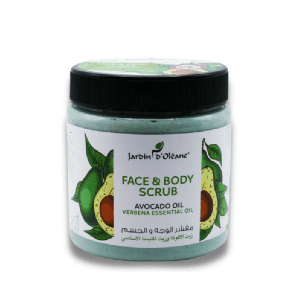 جاردن اوليان مقشر الوجه والجسم بزيت الأفوكادو وزيت المليسا الأساسي Jardin Oleane face and body scrub with Avocado Oil And Verbena Essential Oil