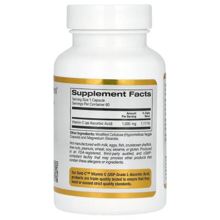 كاليفورنيا غولد نيوتريشن كبسولات فيتامين سي California Gold Nutrition Gold C USP Grade Vitamin C 1000 mg 60 Veggie Capsules