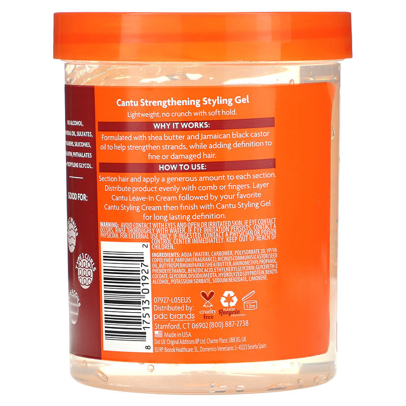 كانتو جل بزيت الخروع الجمايكي لتصفيف الشعر Cantu, Shea Butter, Flexible Hold Strengthening Styling Gel