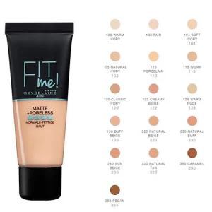 ميبلين فيت مي كريم اساس 128 مات اند بورليس 30مل Maybelline Fit Me Matte And Poreless Foundation 1 ميبلين فيت مي كريم اساس 128 مات اند بورليس 30مل Maybelline Fit Me Matte And Poreless Foundation