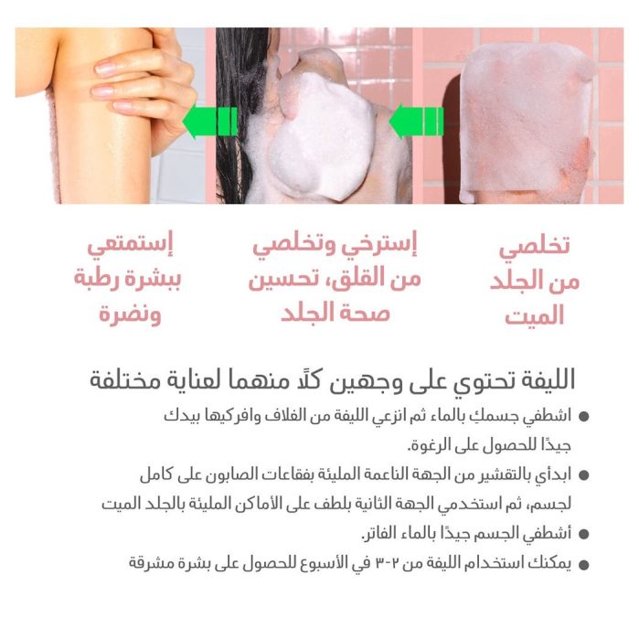 مومز باث ليفة تقشير الجسم لون وردي قطعة واحدة Mom’S Bath Recipe Body Peeling Pad Trouble Care