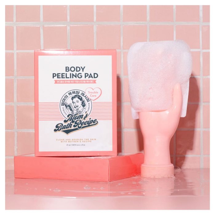 مومز باث ليفة تقشير الجسم لون وردي قطعة واحدة Mom’S Bath Recipe Body Peeling Pad Trouble Care