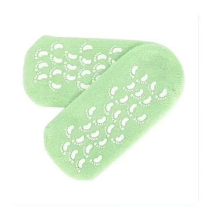 جوارب جل سبا سيستم أخضر فاتح لترطيب القدمين 1 زوج - Pair of Reusable SPA Silicone Gel Socks