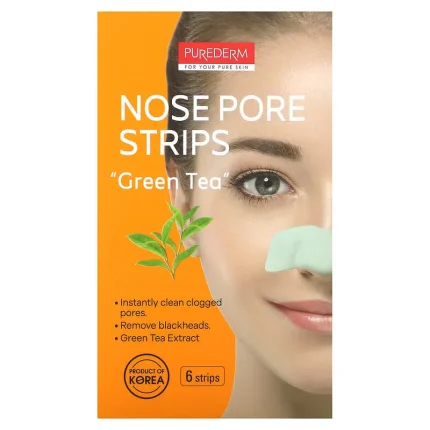 بيورديرم شرائط الانف بالشاي الاخضر 6 قطع Purederm Green Tea Nose Pore Strips