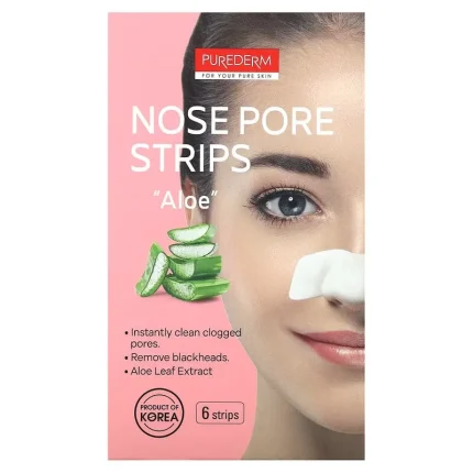 بيورديرم شرائط تنظيف الأنف بخلاصة الصبار 6 قطع Purederm ALOEVERA Nose Pore Strips