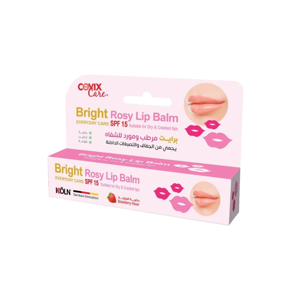 كوفيكس برايت مرطب ومورد للشفاه بالفرولة 15مل Covix Care Bright Rosy Lip Balm