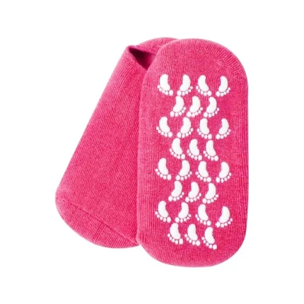 جوارب جل سبا سيستم أحمر فاتح لترطيب القدمين 1 زوج – Pair of Reusable SPA Silicone Gel Socks