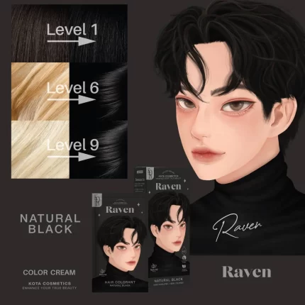 صبغة شعر أسود طبيعي 100مل Kota Cosmetics Raven Natural Black