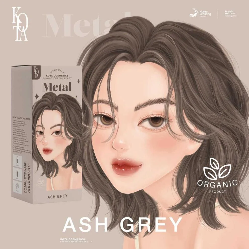 صبغة شعر رمادي 100مل Kota Cosmetics Metal Ash Grey