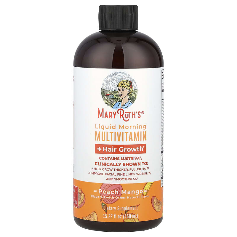 ماري روث سائل لنمو الشعر فيتامينات متعددة المعادن بالمانجو والخوخ 450مل MaryRuth's Liquid Morning Multivitamin + Hair Growth Peach Mango 1 ماري روث سائل لنمو الشعر فيتامينات متعددة المعادن بالمانجو والخوخ 450مل MaryRuth's Liquid Morning Multivitamin + Hair Growth Peach Mango