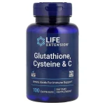 لايف إكستانشن كبسولات جلوتاثيون وسيستين وفيتامين سي 100 كبسولة Life Extension Glutathione Cysteine & C