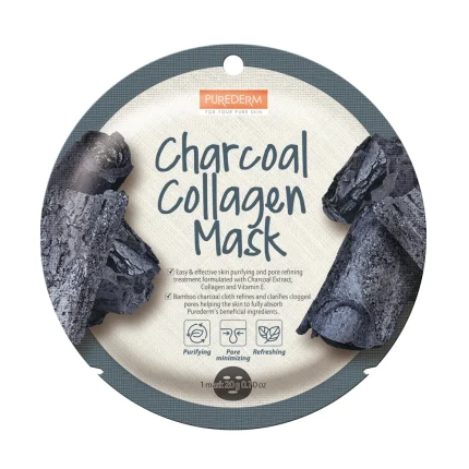 بيورديرم قناع الكولاجين بالفحم 1 قناع Purederm Charcoal Collagen Mask