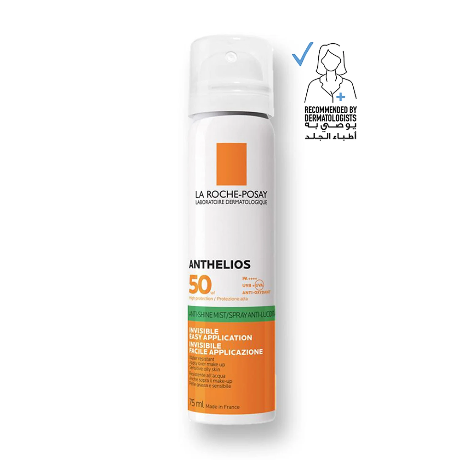 لاروش بوزيه بخاخ واقي شمس شفاف أنثيليوس 75مل La Roche-Posay Anthelios Invisible Sunscreen Face Mist SPF50