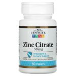 21 سينتري‏ سترات الزنك 50 ملجم 60 قرص 21st Century Zinc 50 mg (Citrate)
