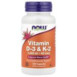 ناو فودز كبسولات فيتامين د3 +كي2 - 1000 وحدة - 120 كبسولة Now Vitamin D3 & K2