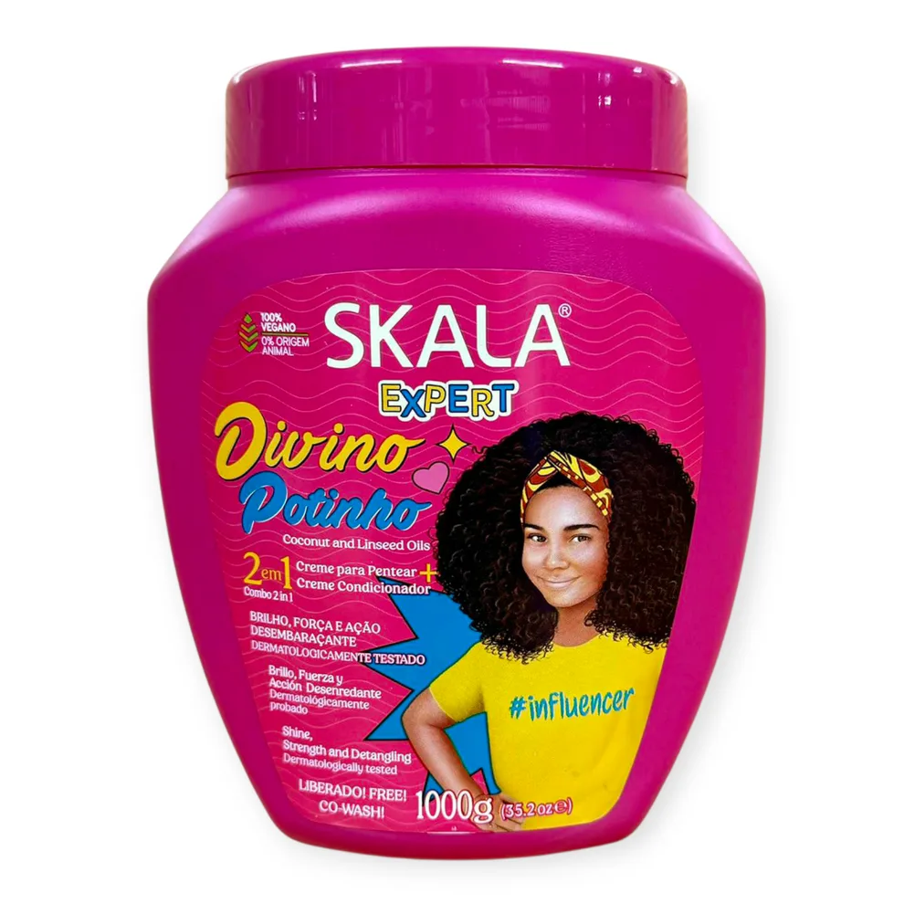 سكالا كريم الشعر المجعد 2 في 1 للأطفال ديفينو بوتينهو 1000جم Scala Divino Botinho 2 in 1 Moisturizing, Nourishing and Detangling Cream for Curly Children's Hair