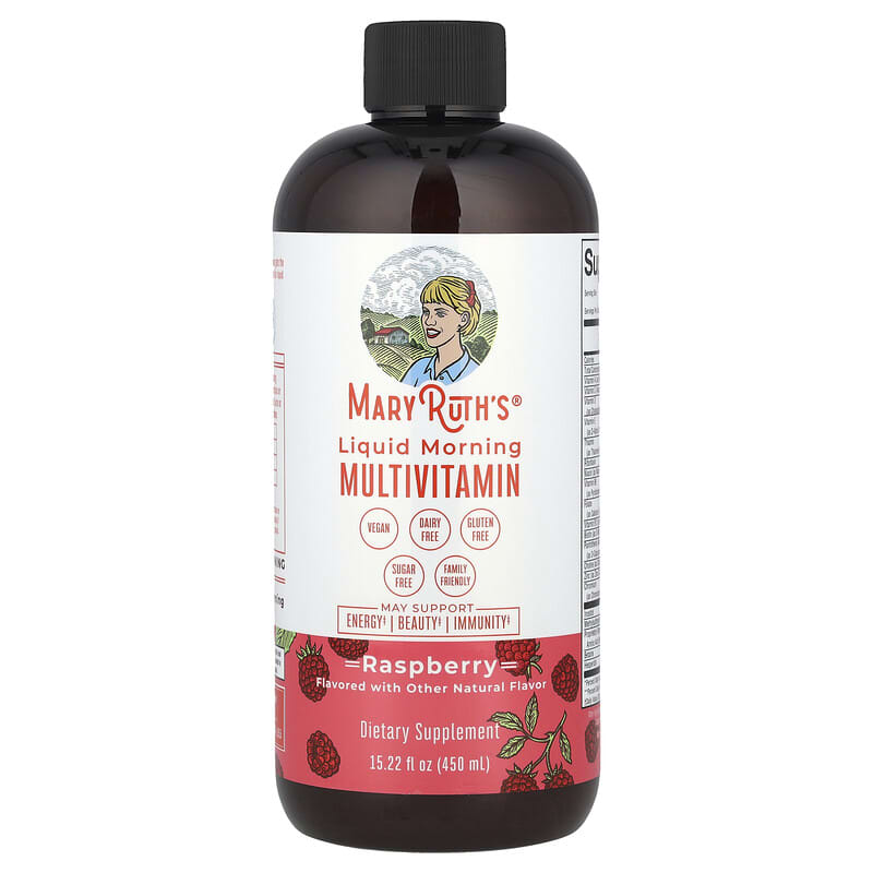 مكمل MaryRuth's Liquid Morning Multivitamin Raspberry 450ml – فيتامينات سائلة لتعزيز الطاقة والمناعة