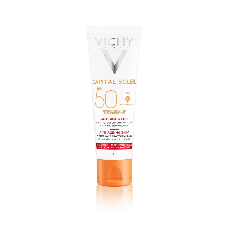 واقي شمس Vichy Capital Soleil Anti Ageing 3 In 1 SPF50+ للوقاية ومكافحة التجاعيد – 50مل