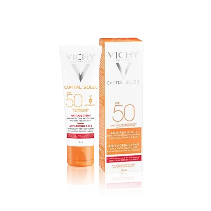 واقي شمس Vichy Capital Soleil Anti Ageing 3 In 1 SPF50+ للوقاية ومكافحة التجاعيد – 50مل