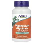 NOW Foods Magnesium Glycinate with BioPerine | مغنيسيوم جلايسينات ناو فودز مع بايوبيرين – 60 كبسولة نباتية