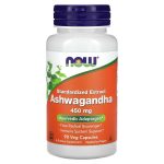 NOW Foods Ashwagandha 450 mg – مستخلص أشواغاندا القياسي 90 كبسولة نباتية