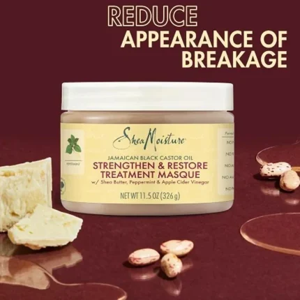 شيا مويستشر ماسك معالج بزيت الخروع الجامايكي الأسود 326جم Shea Moisture Jamaican Black Castor Oil Strengthen & Restore Treatment Masque
