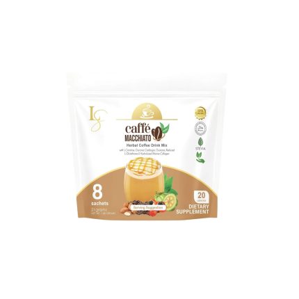 قهوة لوكس سليم ماكياتو بالفوائد – بالكولاجين وL-جلوثاثيون | 8 أكياس × 21 جم Luxe Slim Caffe MACCHIATO With Collagen & L-Glutathione