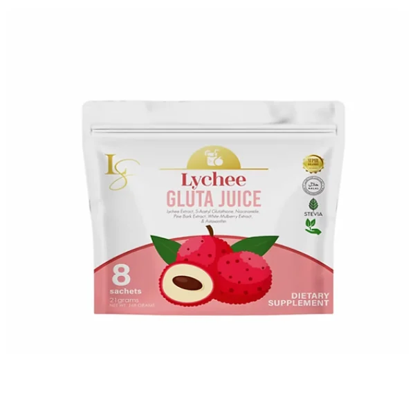 عصير لوكس سليم بالجلوتا بنكهة الليتشي 8 أكياس Luxe Slim Lychee Gluta Juice عصير لوكس سليم بالجلوتا بنكهة الليتشي 8 أكياس Luxe Slim Lychee Gluta Juice