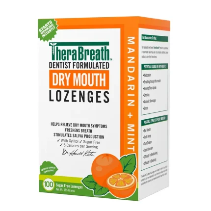 TheraBreath-Lozenges-Dry-Mouth-Mandarin-Mint-100-count ثيرا بريث أقراص جفاف الفم ماندرين منت 100 حبة
