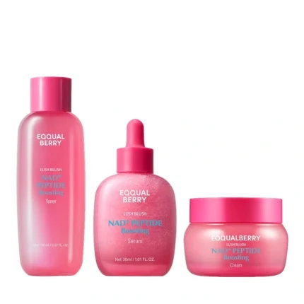 مجموعة ايكوال بيري لش بلاش NAD+ ببتيد لشد وتعزيز نضارة البشرة – 3قطع Lush Blush NAD+ Peptide Firming & Radiance Boost Set Eqqualberry