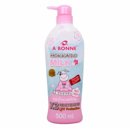 أ بون لوشن تفتيح وترطيب الجسم بحليب هوكايدو لبشرة ناعمة ومشرقة 500مل A Bonne Hokkaido Milk Whitening Lotion