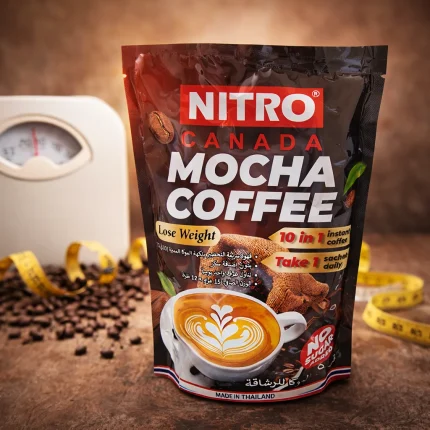 قهوة نيترو كندا موكا 10 في 1 للتخسيس — بدون سكر 12 ظرف × 15 جرام NITRO Canada Mocha Coffee