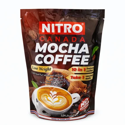 قهوة نيترو كندا موكا 10 في 1 للتخسيس — بدون سكر 12 ظرف × 15 جرام NITRO Canada Mocha Coffee