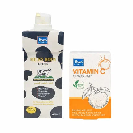 لوشن الحليب للجسم يوكو 400مل + صابون فيتامين سي Yoko Milky Body Lotion صابونة Yoko Vitamin C Spa Soap