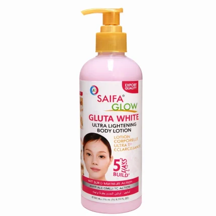 لوشن جلوتا وايت SAIFA GLOW لتفتيح وترطيب البشرة 500مل