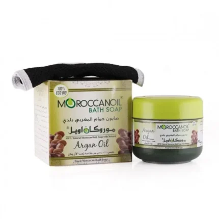 موروكان اويل صابون حمام مغربى خلاصة زيت الارجان 250مل + ليفة – Moroccan Oil Bath Soap argan oil Extract 250ml