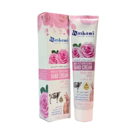 واشامي كريم مرطب لليدين بالورد والحليب 120مل WASHAMI Hand Cream with Rose and Milk