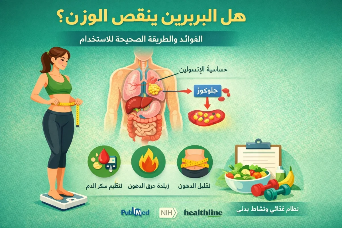 هل البربرين ينقص الوزن؟ فوائد مكمل البربرين لتنظيم سكر الدم وتحسين الأيض ودعم خسارة الوزن
