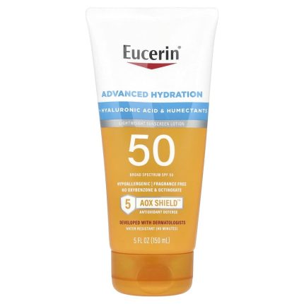 Eucerin Advanced Hydration Lightweight Sunscreen Lotion SPF50 واقي شمس يوسرين الأزرق SPF50 لوشن خفيف 150مل