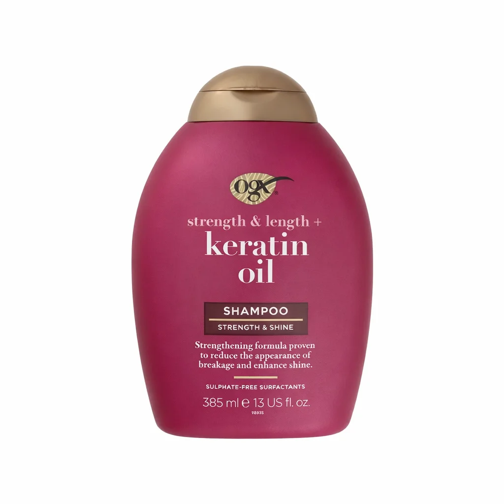 ogx-keratin-oil-shampoo-strength-length-385ml شامبو OGX كيراتين أويل لتقوية وتطويل الشعر 385مل