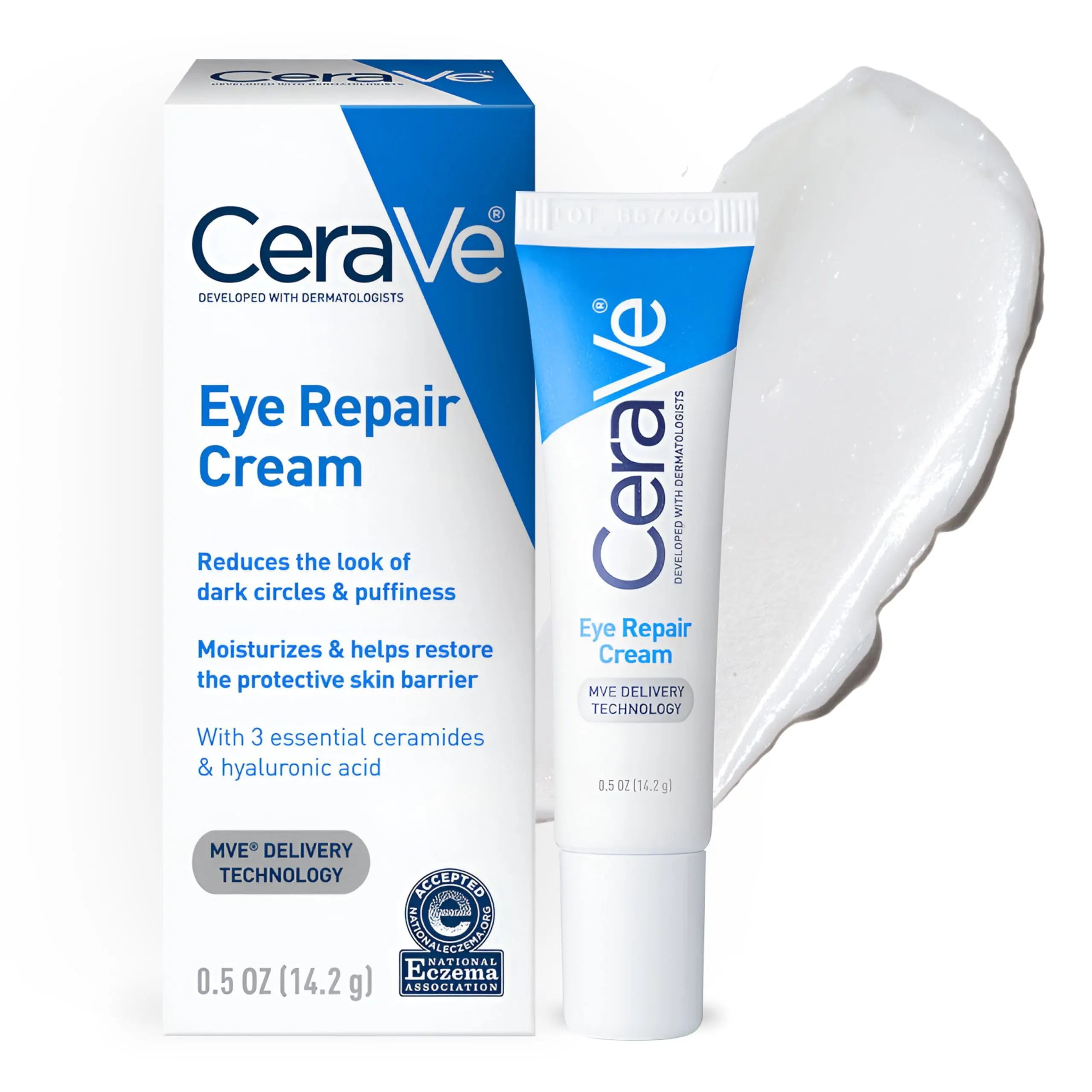 كريم CeraVe Eye Repair Cream 14.2 جم يساعد على ترطيب منطقة العين وتقليل الهالات والانتفاخ مع دعم حاجز البشرة بتركيبة لطيفة. كريم سيرافي للعين 14.2 جم