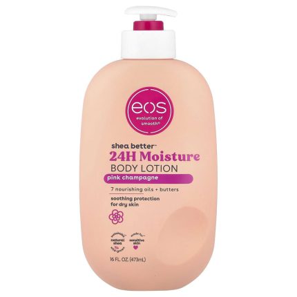 إيوس لوشن الجسم زبدة الشيا بينك شامبين للبشرة الجافة 473 مل EOS Shea Better Body Lotion Pink Champagne 473ml