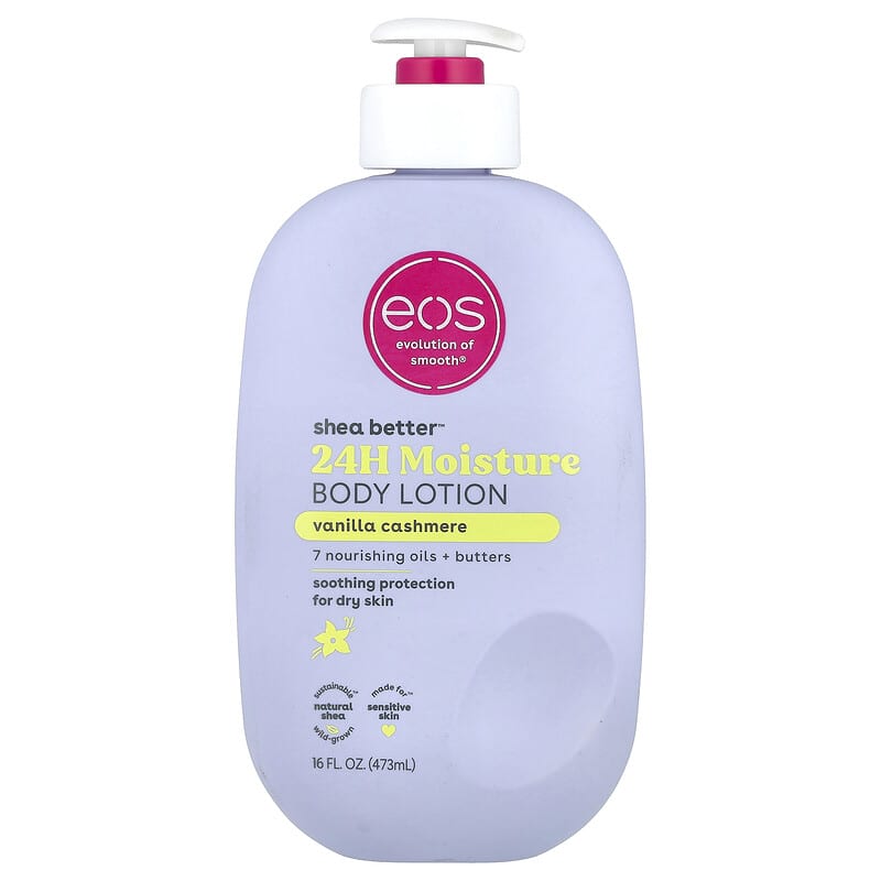 إيوس لوشن الجسم زبدة الشيا فانيلا كشمير للبشرة الجافة 473 مل EOS Shea Better Body Lotion Vanilla Cashmere 473 ml