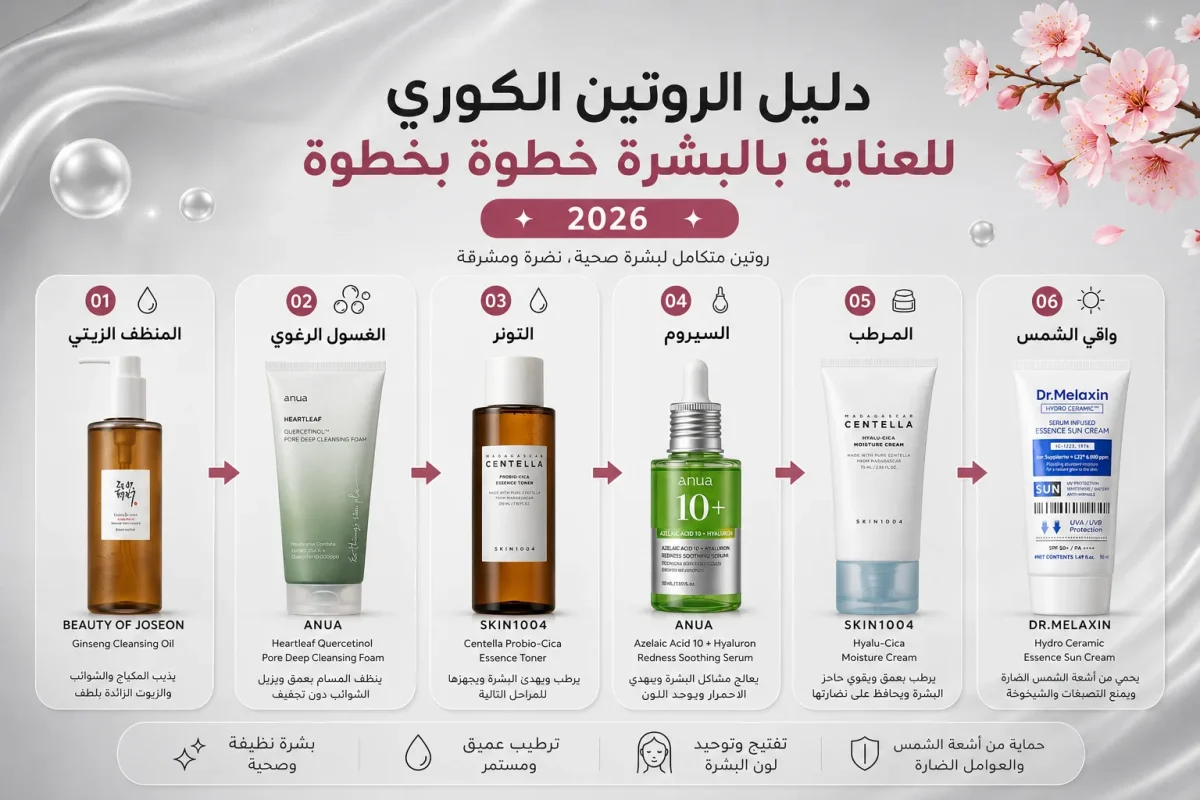 دليل الروتين الكوري للعناية بالبشرة خطوة بخطوة 2026