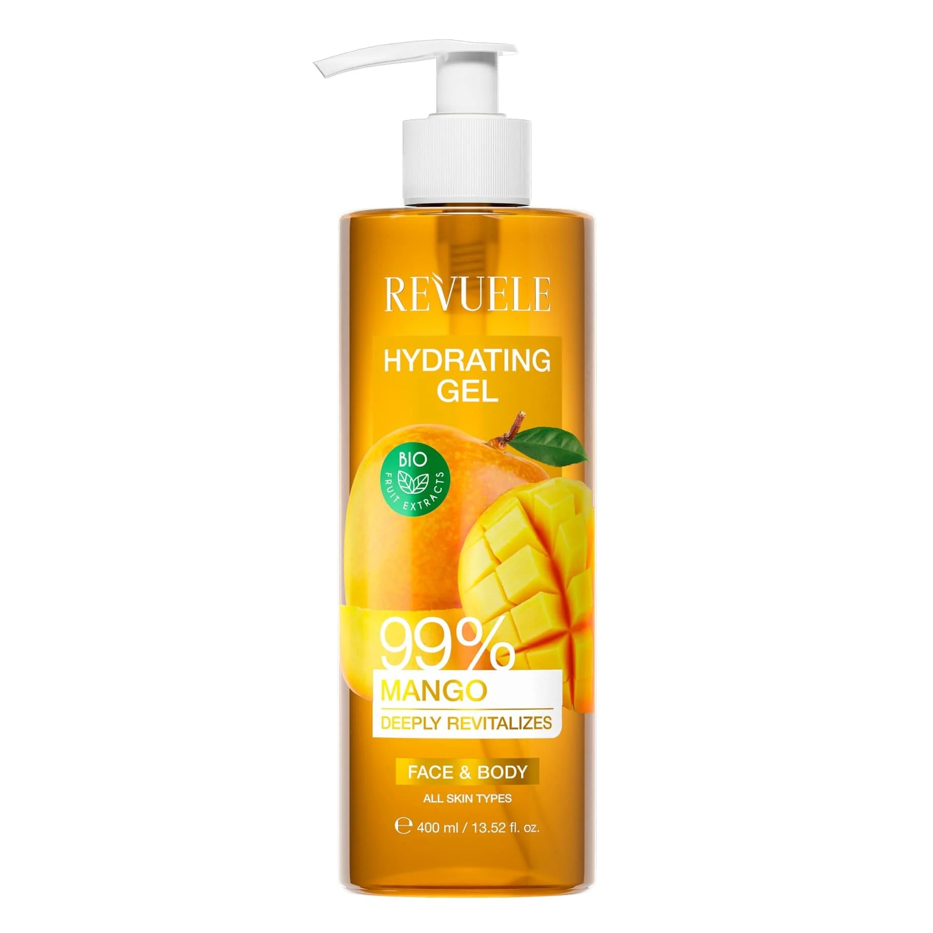 ريفويل جل مرطب مانجو 99% للوجه والجسم REVUELE Hydrating Gel Mango 99% 400 ml