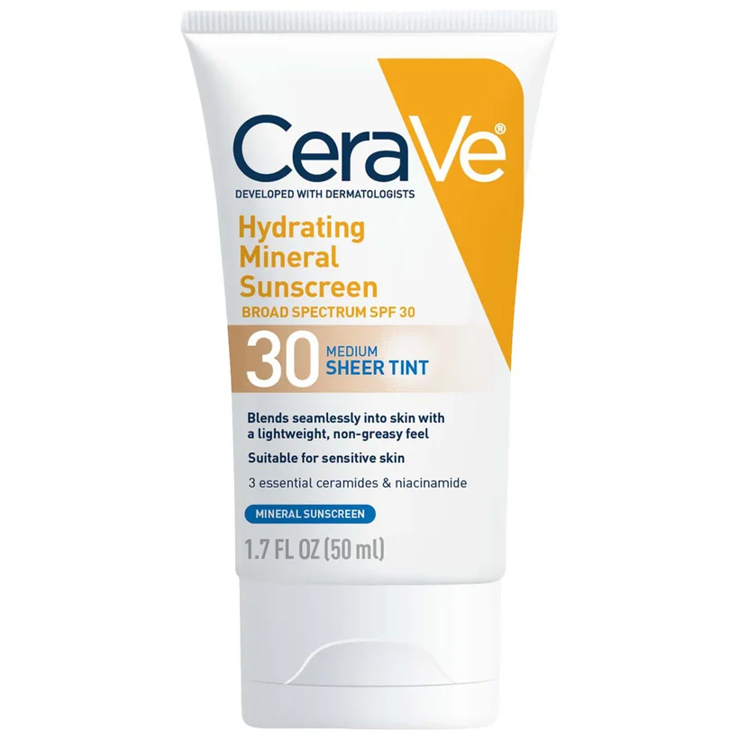 سيرافي واقي شمس معدني مرطب ملون بدرجة SPF 30  CeraVe Hydrating Mineral Sunscreen SPF 30 Face Sheer Tint