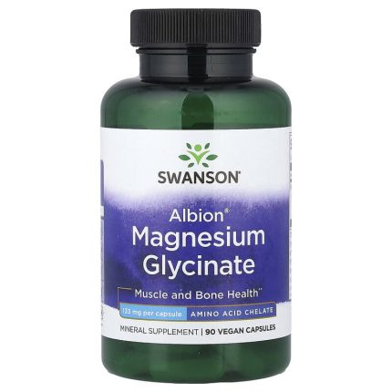 مغنيسيوم جلايسينات سوانسون 133 ملجم 90 كبسولة نباتية Swanson Albion Magnesium Glycinate 133 mg 90 Vegan Capsules